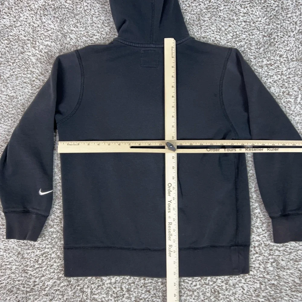 Nike Hoodie Boys Medium 10-12 Black Full Zip Fleece Logo Sweatshirt Top Spellout
